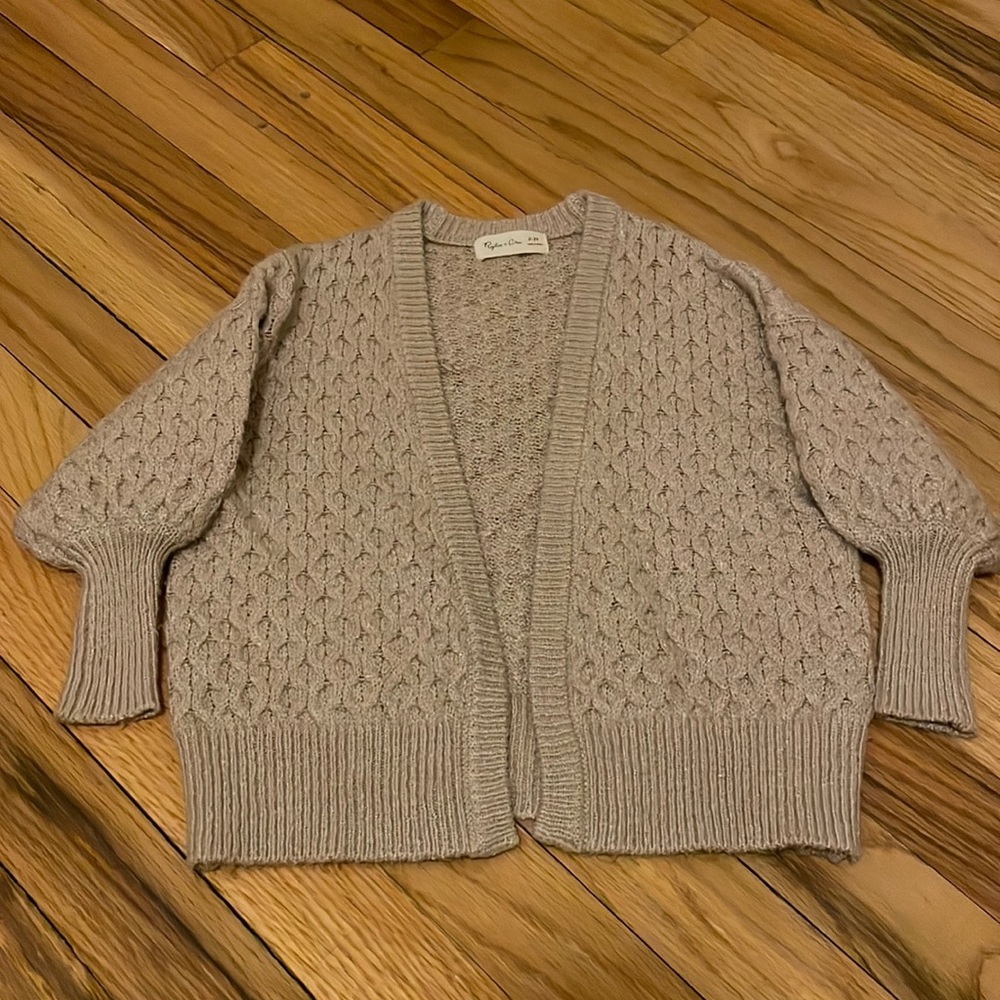 Rylee + Cru Cardigan Sweater Tan Knit
